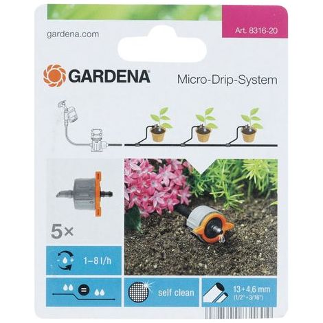 Sistema de riego por goteo Gardena 8316-20 autorregulable autolimpiante (1/5)