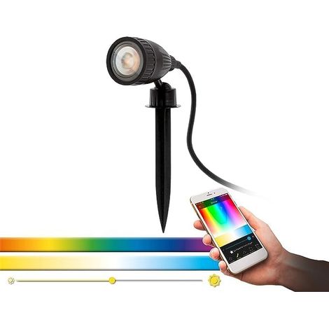 Spot EGLO 33579 Crosslink NEMA 1-C noir L:13cm l:6cm H:24.5cm avec câble+prise dimmable IP44 avec fonction Connect