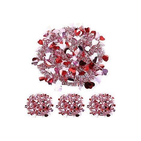 4-teiliges Set Valentinsherz-Lametta-Girlanden-Dekorationen, metallische Girlanden-Hängedekorationen zum Valentinstag