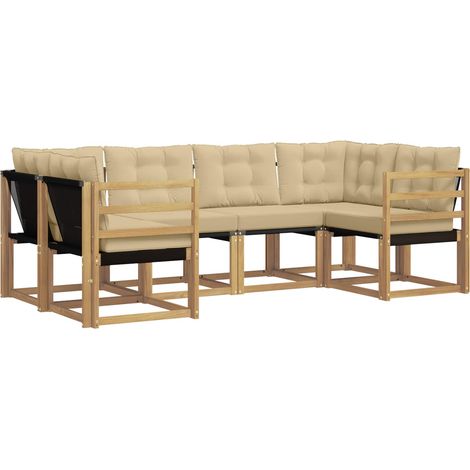 Outdoor Sofa Set with Cushion 6 pcs White and Beige vidaXL