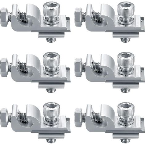 6pcs Standard Solar Panel Grounding Clips Mounting Kit for Solar Mounting System Mounting Bracket Clips Grounding Lugs Solar Panel Fasteners (1/5)