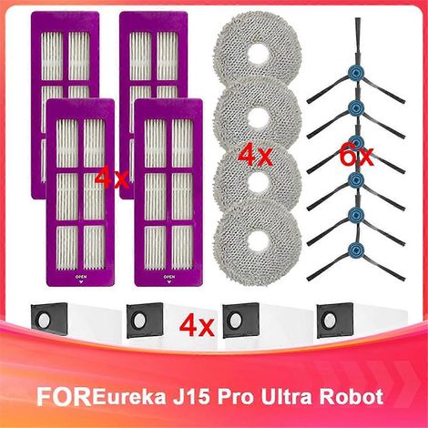 Accessoires pour aspirateur robot J15 Pro Ultra : pièces lavables et réutilisables, filtres, brosses latérales, serpillière, sacs à poussière (1/5)