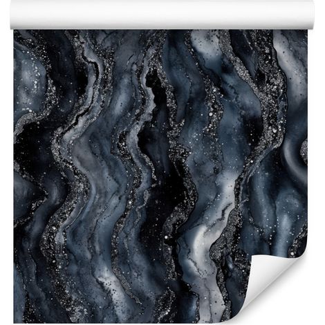 Papier peint encre marine, noire, bleue et graphite 50x1000 cm (1/5)