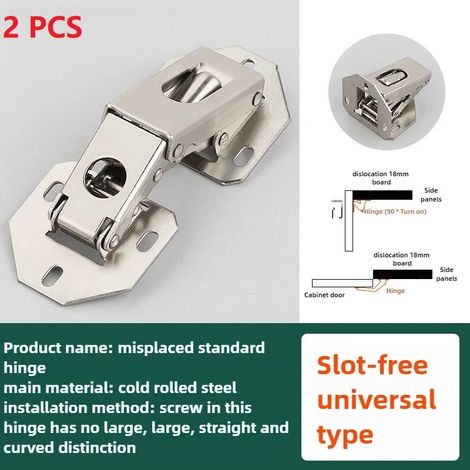 (Dislocation - Lot de 2) Charnières de porte de placard sans perçage, à fermeture amortie, avec vis, quincaillerie pour meubles (1/5)