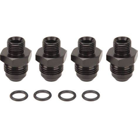 Ortviai Raccord mâle ORB en alliage d'aluminium 6061-T6, 4 pièces, 1500 PSI, pour rail d'injection, refroidisseur d'huile, pompe à carburant (6AN-8AN)