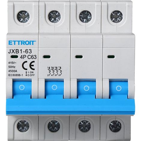 ETTROIT Interruttore magnetotermico automatico 4P 63A 6kA 380V 4 Moduli DIN JX146360 (1/6)