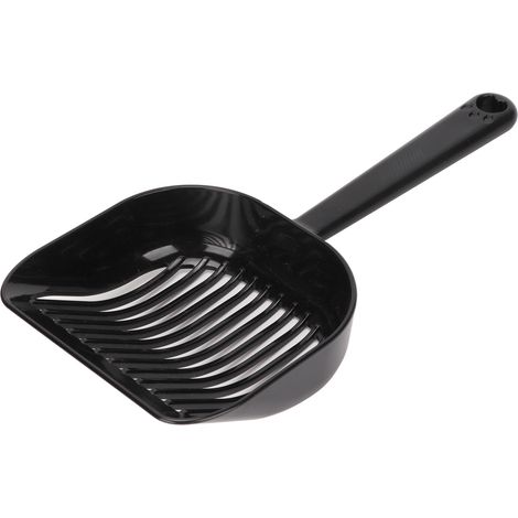 Pelle à litière pour chat ABS, conception de filtrage d'espacement de 5mm, pelle à merde avec poignée ergonomique, Style ordinaire noir (1/5)