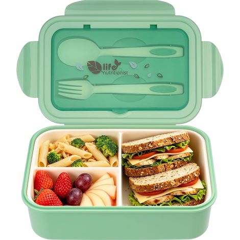 Lunch Box 1400 ml avec 3 Compartiments et Couverts, qualité premium, livraison rapide (1/5)