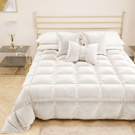Couette en Velours Chaude Hiver Bicolore Blanc, Double Face, Lit 2 Personnes, Made in Italy (1/5)