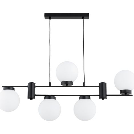 Suspension moderne noire boules blanches 5xE14 Camino (1/2)