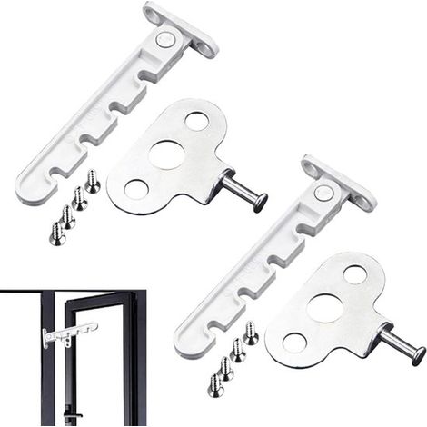 2 cerraduras para ventanas, pestillos para control de inclinación de ventanas, para proteger ventanas y ajustar su apertura y cierre (blanco) (1/5)
