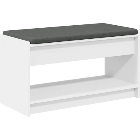 Banc d'entrée Blanc 83 x 38 x 45 cm Bois Ingénierie et Tissu