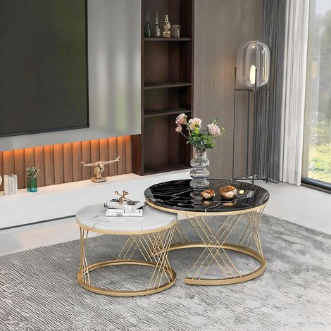 Table basse coloris noir en MDF 70 x 70 x 45 cm (1/5)