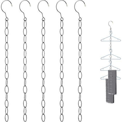 Lot de 5 chaînes de cintres, rangement de cintres, économie d'espace, peu encombrants, espace dans le placard, séparés pour chambre à coucher (1/5)