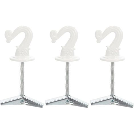 3 crochets plafond - zinc - blanc - pour plantes - à visser (1/5)