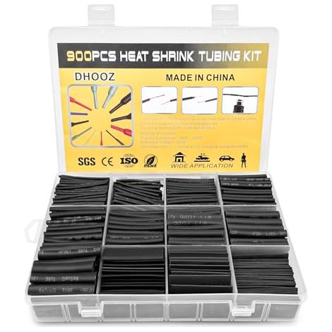 Confezione da 900 tubi termorestringenti, connettori termorestringenti impermeabili, tubi termorestringenti neri, connettori termorestringenti di varie dimensioni per l'isolamento elettrico e la ripar