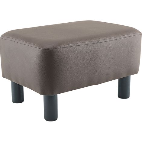 Reposapiés Puf rectangular Faux Leather pies de madera o taburete de dormitorio  Color: Marrón