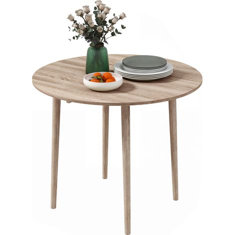 Runder Klapptisch mit 2 Ausziehplatten, ausziehbar, platzsparend, Holzbeine, Ø 89 x 73,5 cm (Höhe)