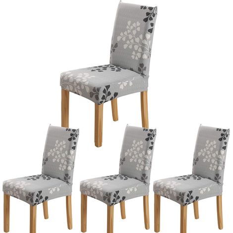 Housses de Chaise de Salle à Manger,Moderne Élastique Couverture de Chaise Durable Housse Chaise Extensible pour Décoration de Mariage,Hôtel,Restaurant (Feuille, 4 Pièces) (1/5)