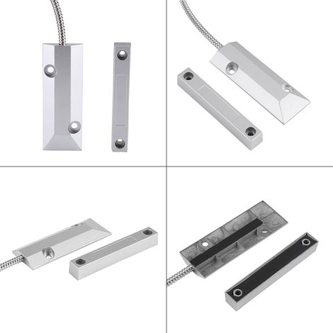 Kabelgebundener Magnetkontakt-Detektor für Türen, Fenster, Garagen und Wohnhäuser – Sicherheitskontakt-Alarmsystem – 106-mm-Aluminium-Set (1/5)