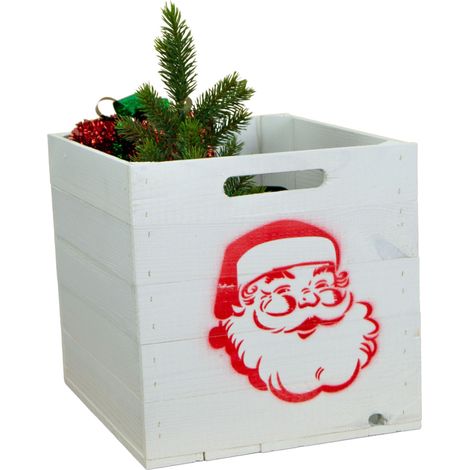 Aufbewahrungskiste weiß mit rotem Weihnachtsmann passend für Kallax und Expeditregale Regaleinsatz (1/4)
