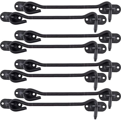 Crochet de Cabine en Acier Inoxydable 150 mm Loquet de Porte Serrures de Portes pour Portes de Grange Coulissante Armoire Fenêtre Abri Jardin Clôture Noir Paquet de 2 Pièces