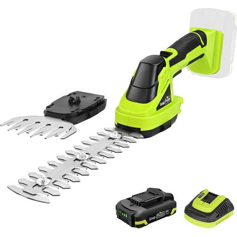 Taille-Haie sans Fil, Cisailles À Gazon 2 en 1 avec Batterie 2000mAh Et Chargeur, Lame De Taille-Haie 220mm Et Coupe-Herbe 120mm, Taille-Buisson Électrique pour Jardin Et Pelouse (1/5)