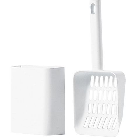 BUNTHAUS Pelle à litière pour Chat avec Support Kitty Litière Scoop Pelle en Plastique Fournitures de Nettoyage Animal tamisage Scooper poignée Hygiènes pour Maison Toilette Chats (Blanc)
