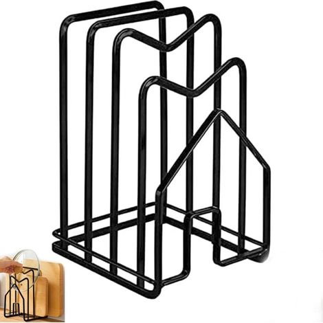 Supports Pour Planches à Découper, Porte Couvercle De Casserole, Panneau De Planche à Découper Avec 4 Compartiments Pour Stocker Des Couvercles En Pot Et Des Pelles De Planche à Découper (1/5)
