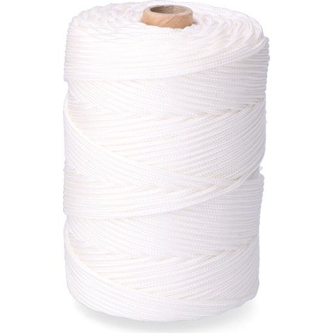 Cordón trenzado polipropileno riel blanco, calibre 3 mm x 200 m (1/4)