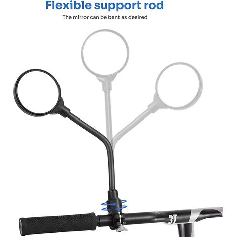 Rétroviseur de vélo, 1 rétroviseur extérieur de vélo, rétroviseur arrière réglable pour vélo, montage sur guidon Shockpro (1/4)