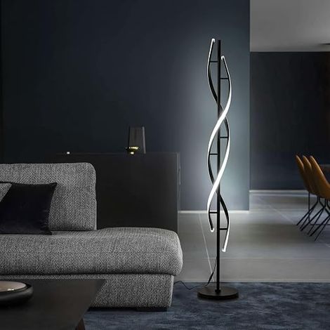 Floor Lamp 150 cm Living Room Lamp on Base LED Dimmable Black Spiral Lamp with Remote Control Reading Lamp Modern Floor Lamp for Office Guest Room Hotel (1/5)