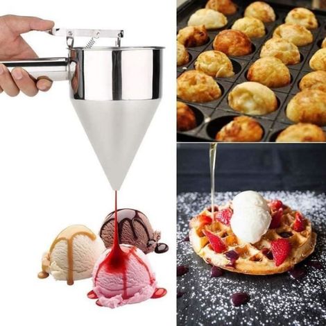 Entonnoir de Cuisine, Entonnoir de Cuisson en Acier Inoxydable avec Support pour Cuisson de Desserts à Gâteaux (1/4)