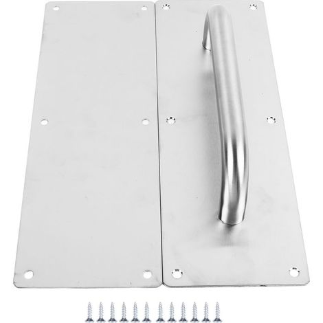 Poignée de porte en acier inoxydable pour usage commercial, avec plaque de poussée/tirage et vis, adaptée aux maisons, bureaux et entrepôts (1/5)