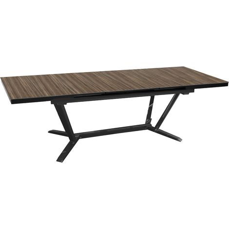 PROLOISIRS Table extensible - VITA - Aluminium époxy graphite - Plateau à lames HPL moka 6 mm - 180/240 x 100 cm