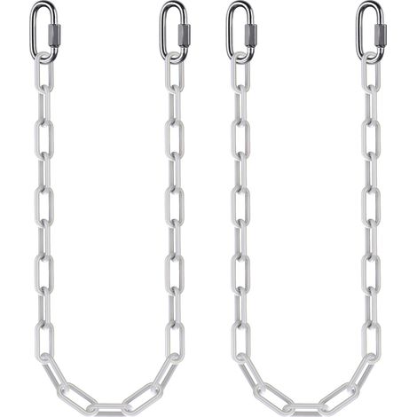 2pcs Chaînes pour Balançoire, 100cm Chaîne de Chaise Chaîne suspension Acier avec Mousquetons Chainette Suspension pour Sacs de Frappe Chaise Suspendue Exterieur, 5mm Diamètre, 1000lbs/Blanc (1/5)