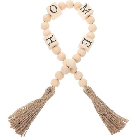 Guirlande de perles en bois pour la décoration intérieure, 3 pièces, style rustique, avec pompon (1/5)