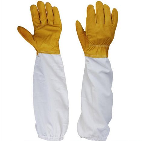 Filiyano-Gants d'apiculteur combinés en cuir de chèvre ventilés, blancs, taille unique (1/5)