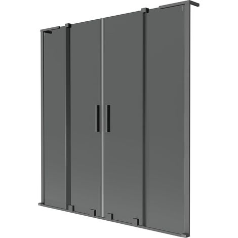 Mexen Velar L Duo paravento da vasca a 2 ante scorrevoli 140 x 150 cm, grafite, gun metal - 896-140-003-42-95 (1/2)