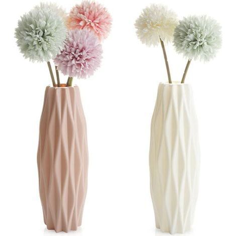 BUNTHAUS Kunststoffvase, Wohnaccessoires, 2-teiliges Set mit Blumentöpfen in Keramikoptik, nordische Trockenblumen, leicht und einfach zu transportieren, ideal fürs Büro (1/5)