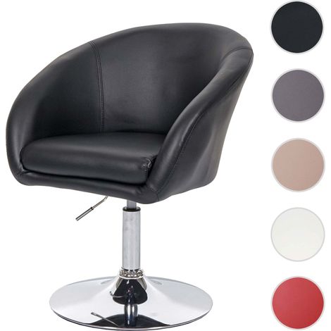 Chaise de salle à manger HWC-F19, fauteuil pivotant, salon, réglable en hauteur, similicuir - blanc (1/5)