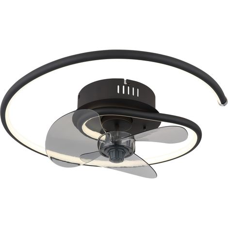 Globo Koren Ventilateur de plafond à 3 pales, noir mat, LED, intensité variable, 2 700-6 500 K, télécommande, minuterie (1/5)