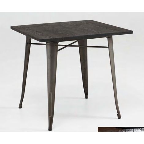 Mesa cafe metal oxido y tapa madera