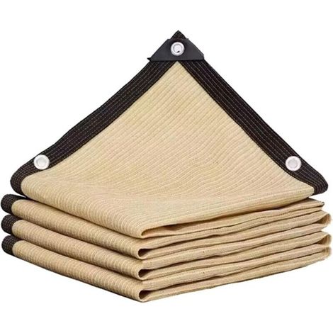 Filet de protection solaire 90-95 % anti-UV avec œillets métalliques, tissu d'ombrage indéchirable pour abri de voiture, jardin, serre et niche, dimensions individuelles (beige, 2 m x 2 m) (1/5)