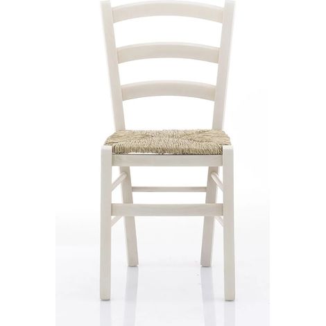 Sedia mod. Venezia con seduta paglia vera - Anilina bianca 41x45x88 seduta 46 (1/4)