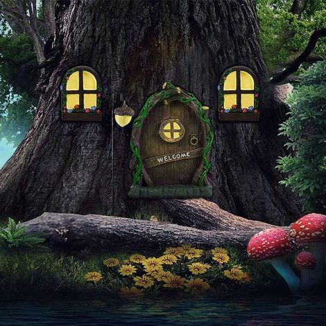 Décorations Arbre Elfe en Miniature, Décoration du Jardin extérieur, Arbre Art Décorations, Décoration de la Porte de la Maison des fées 3D, Un Accessoire pour Jardin pour Gnoms et Fées (1/5)