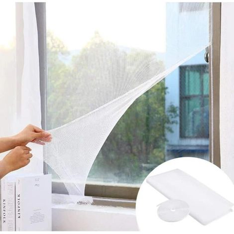 4Pcs Moustiquaire Fenêtre Filet Blanc Mosquito Protection Maille avec 4 Rouleaux Ruban Adhésif Moustique Protecteur Filet Découpable pourToutes Les Fenêtre(1.51.3M) (1/5)