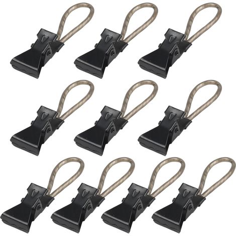 Lot de 10 pinces à serviette en métal robuste avec anneau de suspension portable pour cuisine, salle de bain et usage quotidien