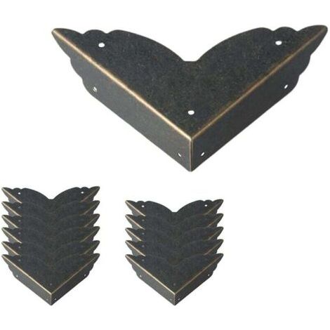 Pair Set mit 12 Vintage-Eckenschützern aus Metall – Antik-Stil – Kantenschutz für Möbel – Für Tische, Kommoden, Schmuckkästchen