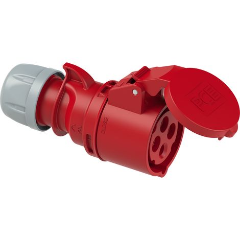 Prise portable 16A 4P 400V rouge IP44 Shark 214-6